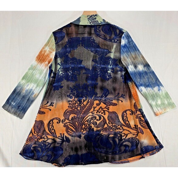Ali Miles Kimono Cardigan Paisley Tie Dye Patchwork Women S Artsy Lagenlook Boho - Picture 2 of 12